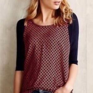 Anthropologie Canary Top Blouse Navy Large